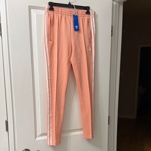 adidas Peach Joggers with White Side Stripes